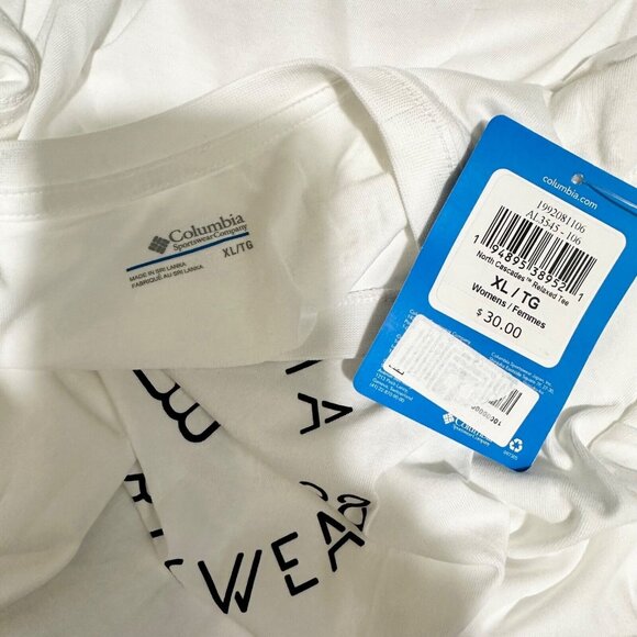 Columbia Womens Size XL North Cascades White Cotton Columbia Relaxed T-Shirt NWT - Picture 4 of 5